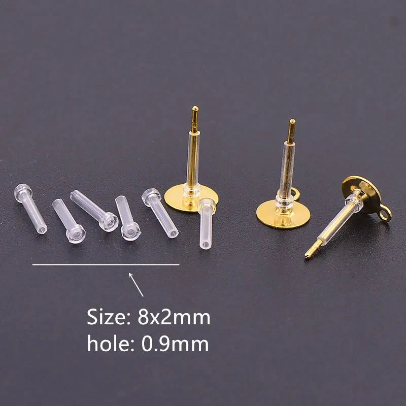 50 PCS 8/11/12mm Anti-allergy Tube Sleeve Back Plugs Tube Stud Earrings Safety Pad Protector DIY Jewelry Findings