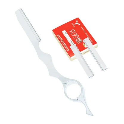 Meisha 1pcs Sharp Hair Thinning Razors 10pcs Blades Steel 440C Hair Removal Cut Knife Hairdressing Tools Home DIY Razors C0001A