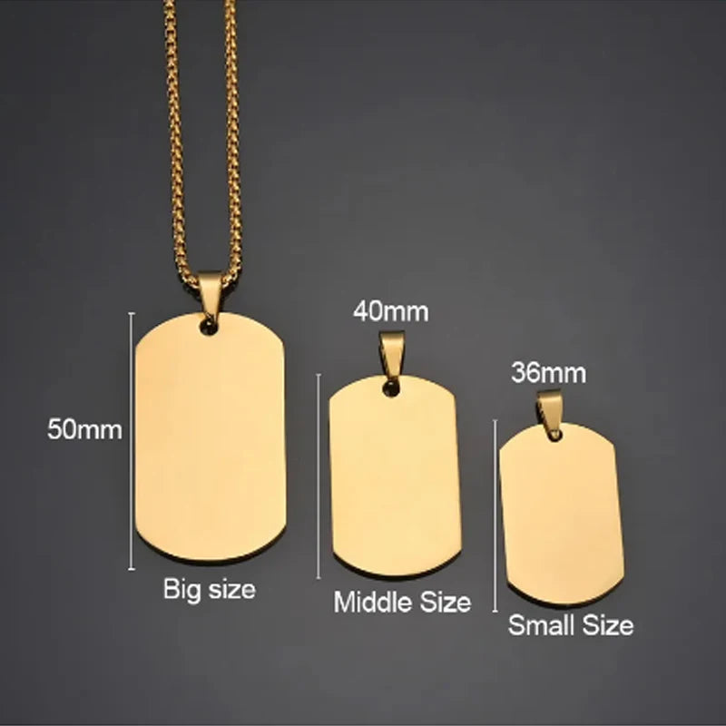 Stainless Steel Jewelry Mens Custom Engraved Name Photo Animal Necklace for Women Personalized Square Pendant Family Party Gift