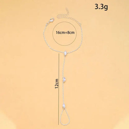 2025 Party Bling Zircon Crystal Bracelet Hand Chain for Women Rhinestone Thin Chain Finger Bracelet Jewelry Accessories Gift