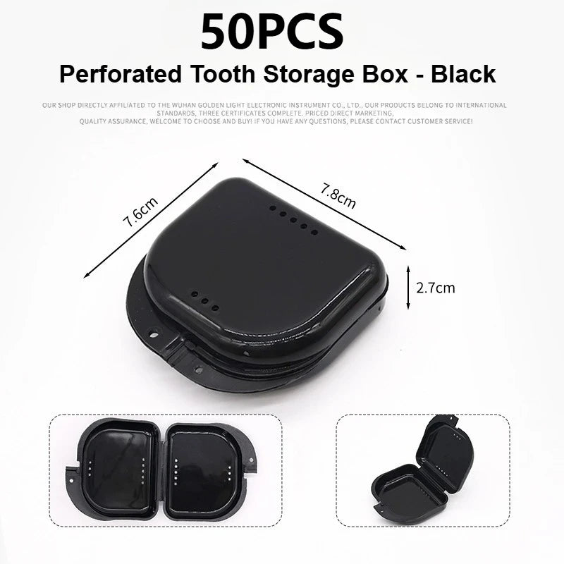50PCS Denture Storage Box Denture Placement Device with Breathable Holes Orthodontic Prosthesis Teeth Boxes Dental Retainer