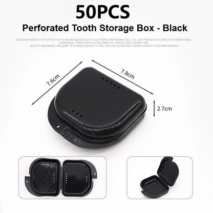 50PCS Denture Storage Box Denture Placement Device with Breathable Holes Orthodontic Prosthesis Teeth Boxes Dental Retainer