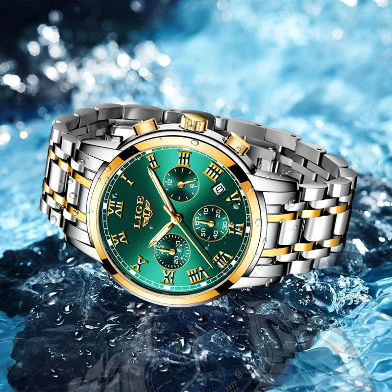 LIGE New Fashion Gold Women Watches Creative Steel Women's Bracelet Wrist Watches Ladies Waterproof Female Relogio Feminino+BOX