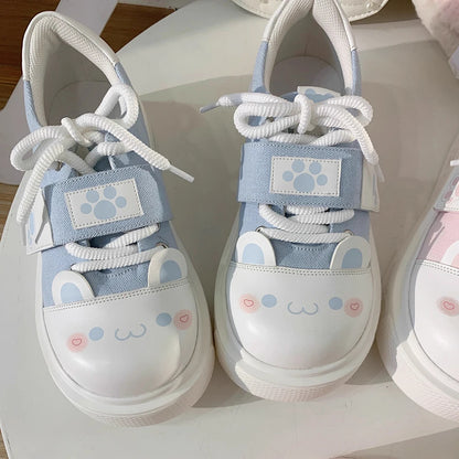 Lovely Girls Lolita Flat Platform,Young Women Students Sweet Cat Ears Elevator Canvas Shoes