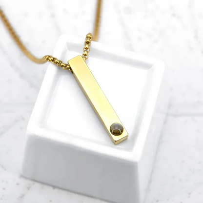 DHQH Customized Photo Straight Bar Male Projection Necklace Personalized Picture Columnar Projection Pendant Male Jewelry Gift