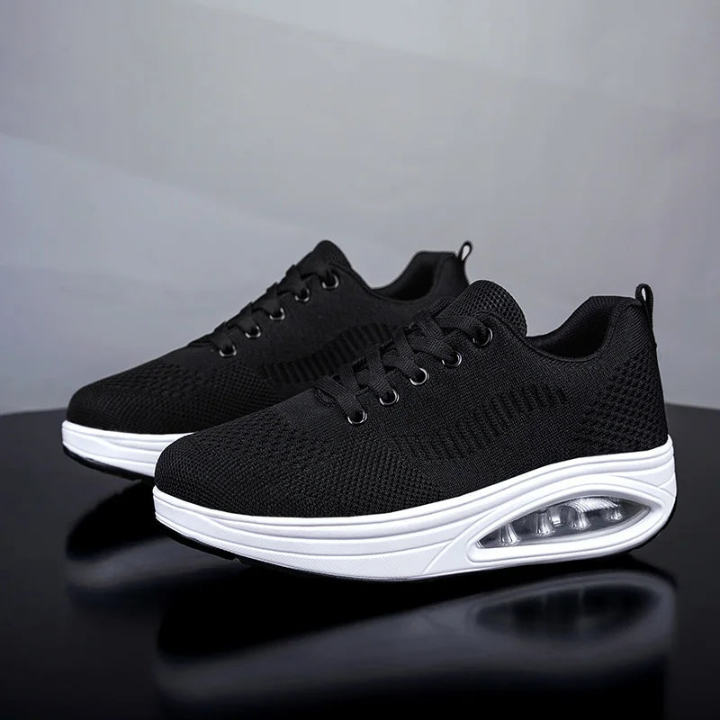 Summer Trend Shoes for Woman Thick Soled High-quality Outdoor Walking Vulcanized Shoes, Mesh Breathable Casual Platform Shoes