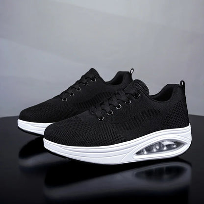 Summer Trend Shoes for Woman Thick Soled High-quality Outdoor Walking Vulcanized Shoes, Mesh Breathable Casual Platform Shoes