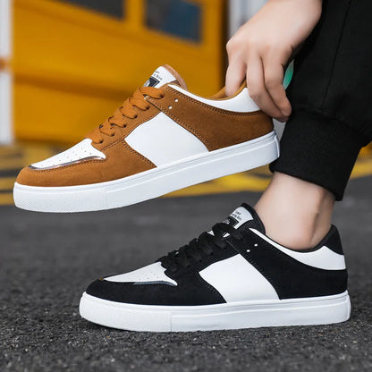 White Vulcanized Sneakers Men's Flat Comfortable Shoes Lace up Zapatillas Hombre Casual Walking Sneakers Plus Size 39-48