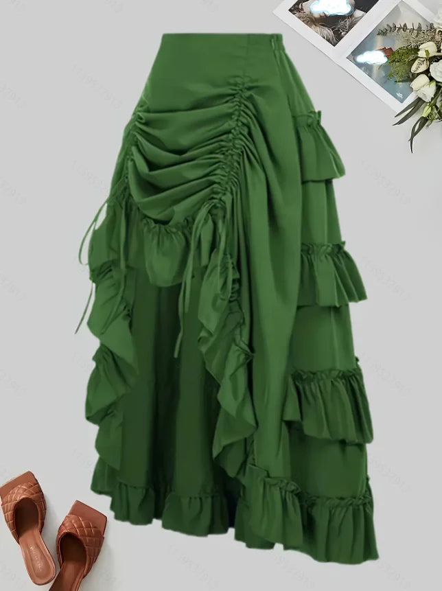 Solid Color Ruffled Skirt
