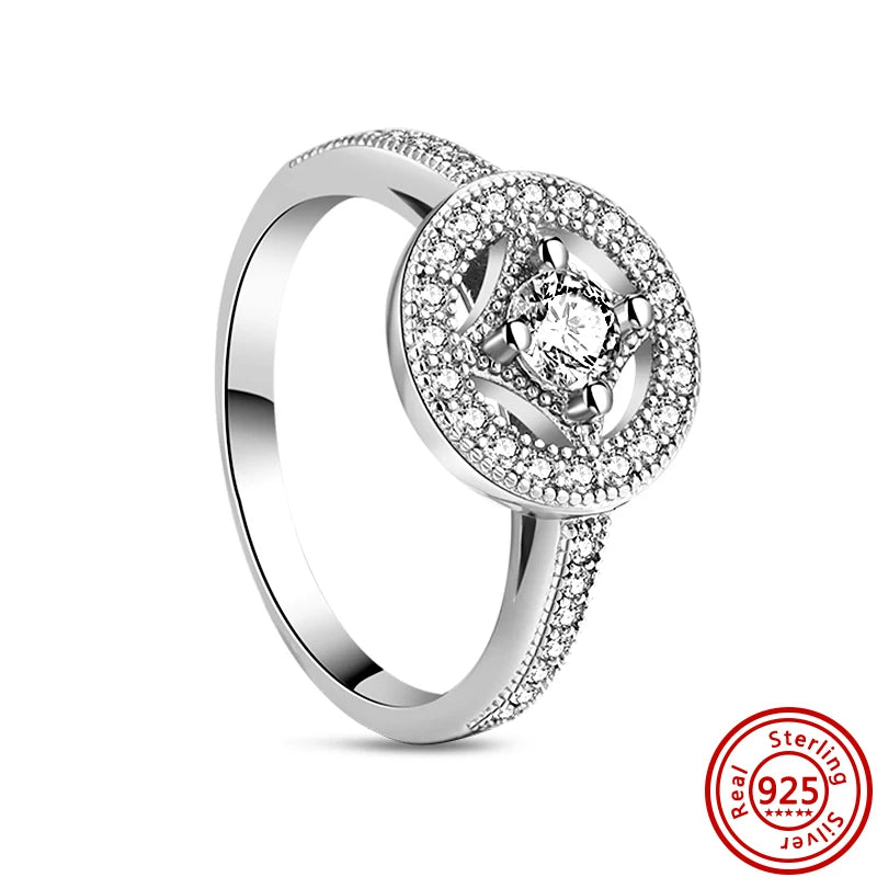 New 925 Sterling Silver Shiny Classic Square Crown Heart-shaped Ring Exquisite Luxury Charm Jewelry Holiday Surprise Gifts