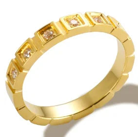 Personality Round Beads Ring Band Small Clear Crystal Zircon Waterproof Stainless Steel Gold Rings Simple Granular Fine Jewelry