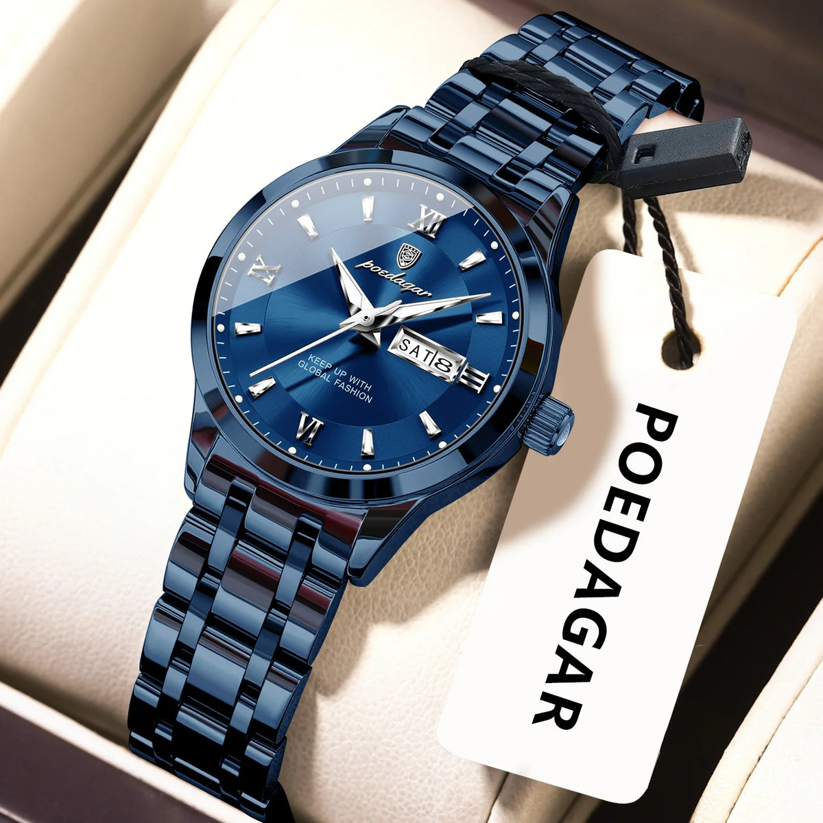 POEDAGAR Luxury Watch For Ladies Luminous Waterproof Stainless Steel Ladies Wristwatch Quartz Week Date Women Watches Female+Box