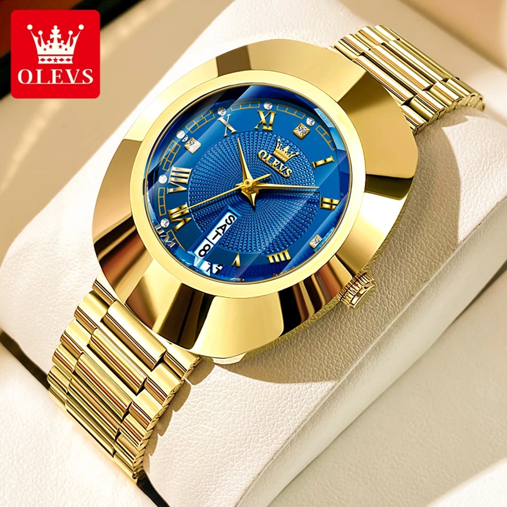 OLEVS Quartz Watch for Women Golden Tungsten Steel Luxury Elegant Waterproof Calendar High Quality Watch Women's Wristwatches