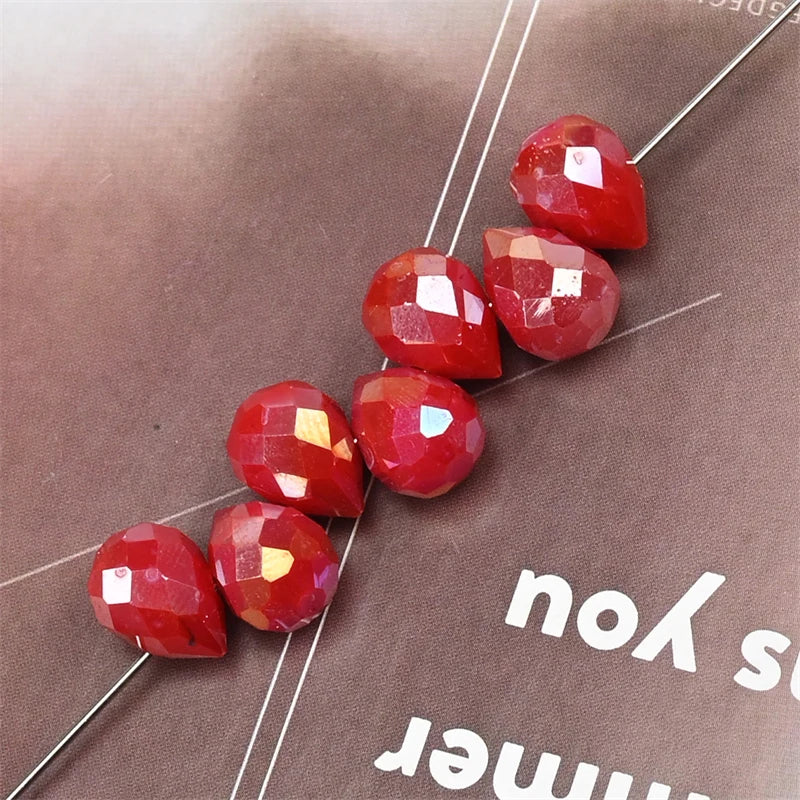 10*8mm Czech Crystal Waterdrop Beads Shiny Faceted Glass Strawberry Beads for Jewelry Making Needlework DIY Handmade Accessories