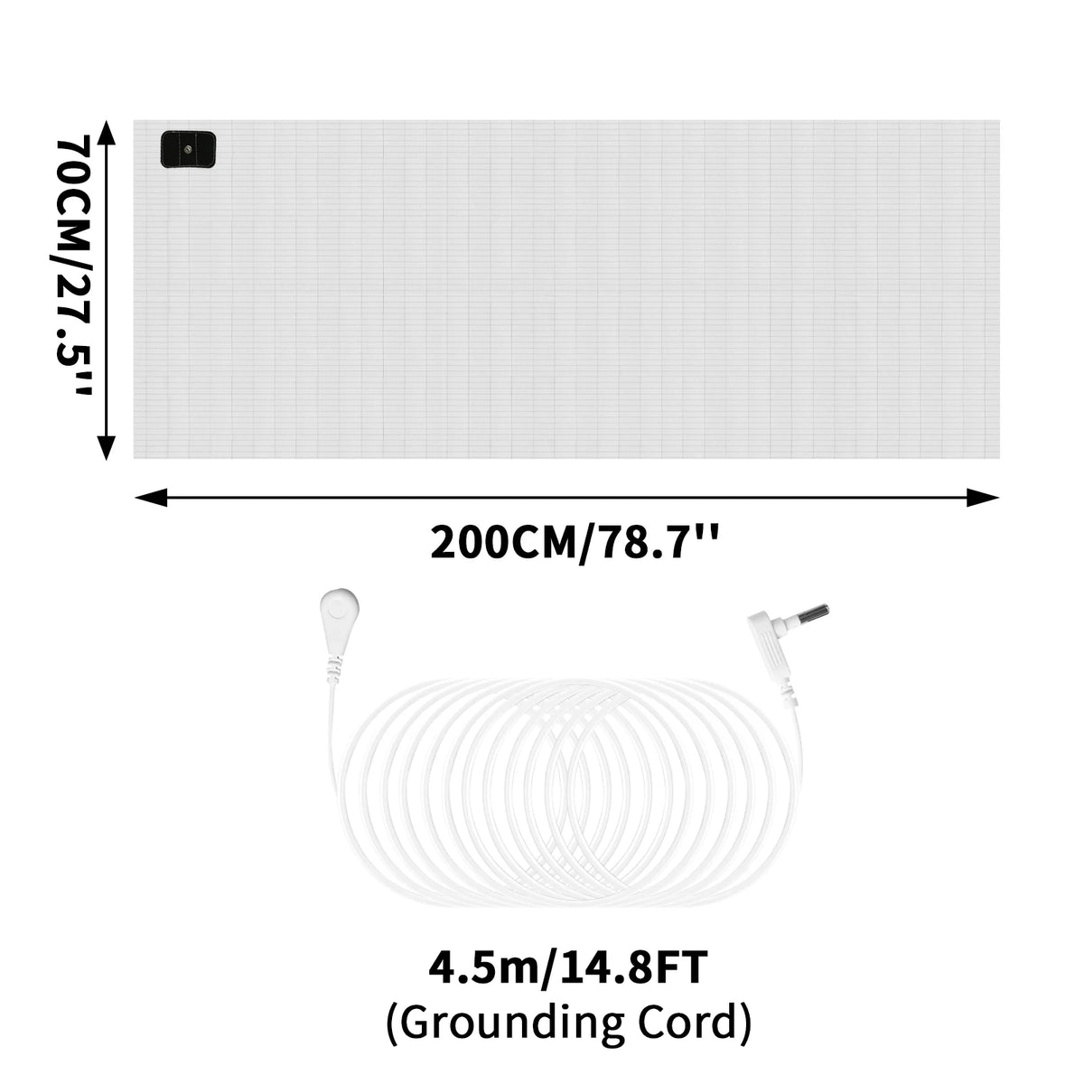 Grounding Sheet with Grounding Cord Organic Cotton and 10% Silver Fiber Materials Natural Wellness Antistatic Release Stress