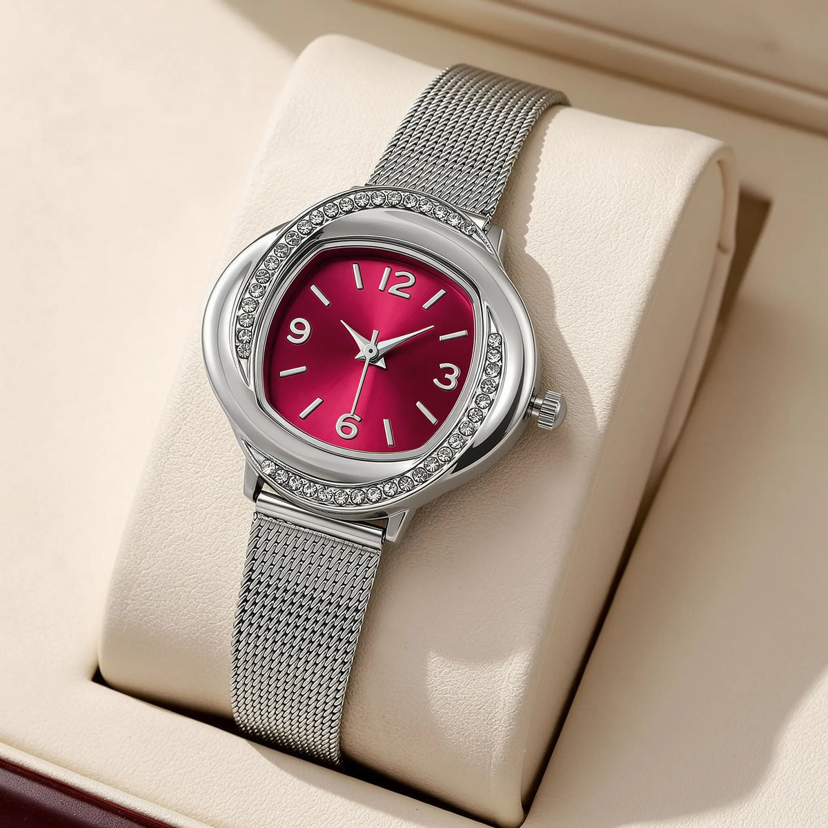 Casual Fashion Alloy Mesh Temperament Women Ladies Luxury Quartz Watches Anniversary Gift