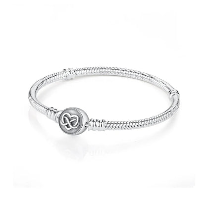 Original 925 Sterling Silver Bracelets Bangles Love Heart Clip Charms Beads Snake Chains For Women Rose Gold DIY Luxury Jewelry