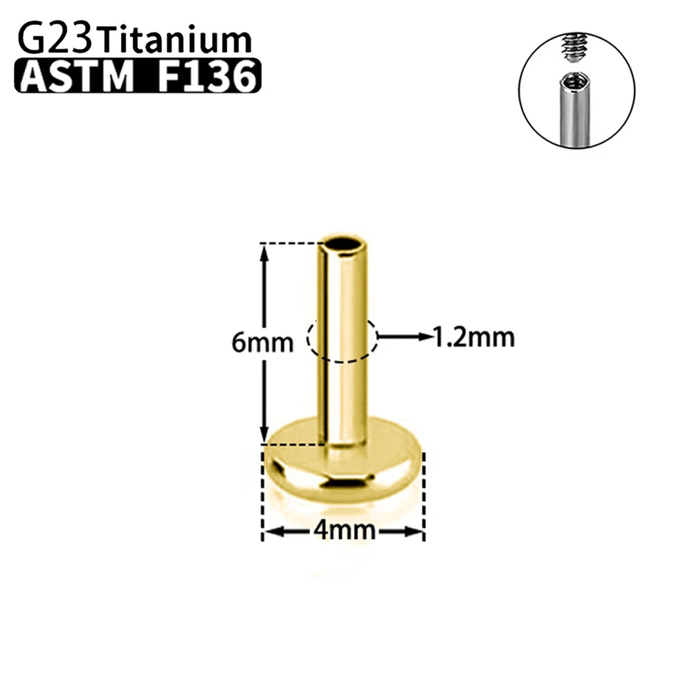 1/10PCS Titanium Labret Stud Internally Threaded Push Pin Tragus Helix Conch Septum Flat Back Plug-in  Ear Piercing Jewelry
