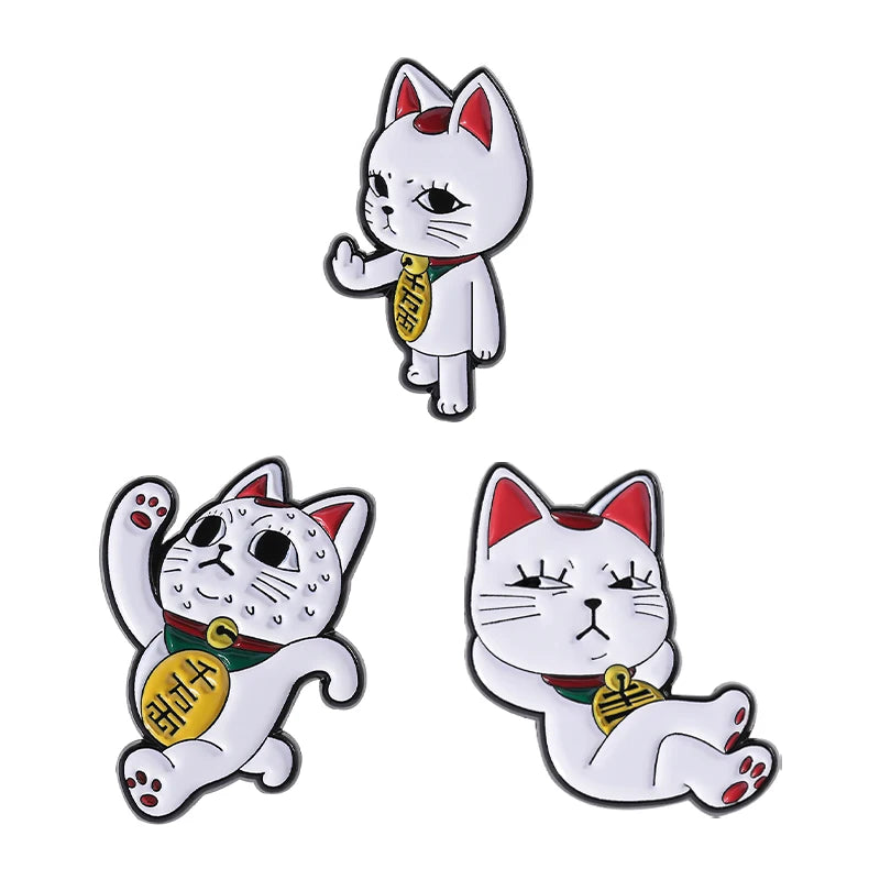 Funny Middle Finger Cat Enamel Pins - Turbo Granny Spying Cartoon Anime Characters Brooches Lapel Badge for Humorous Gifts