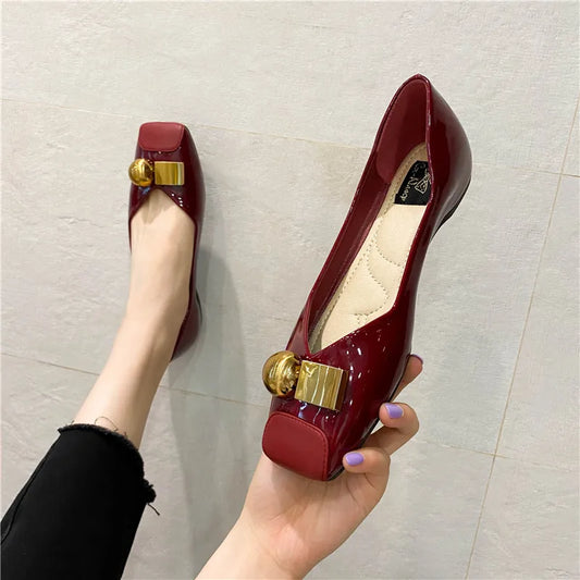 Women Flats Pu Leather Yellow Flat Shoes Solid Color Soft Sole Slip on 2025 Summer Female Fashion Shoes Square Toe Ballet Shoes