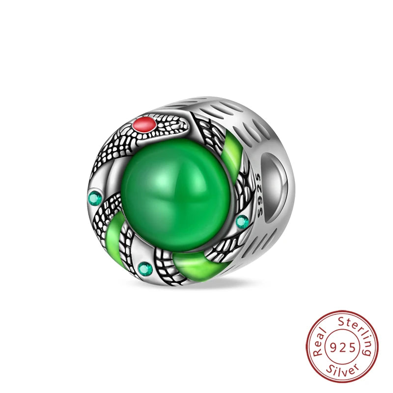 NEW 925 Sterling Silver Fashion Tarot Pendants Mysterious Spirit Snake Skull Rose Charms Beads Fit Qikaola Bracelets DIY Jewelry