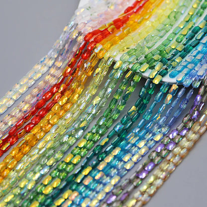 70pcs/lot Color Faceted Square Loose Beads Crystal Glass Beads Faceted Loose Spacer Beads for Jewelry Making DIY