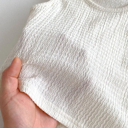 New Arrival Korean Style Solid Baby Gauze Homewear Children Breathable Loose Sleeveless Tank Tops + Shorts 2Pcs Thin Pajamas Set