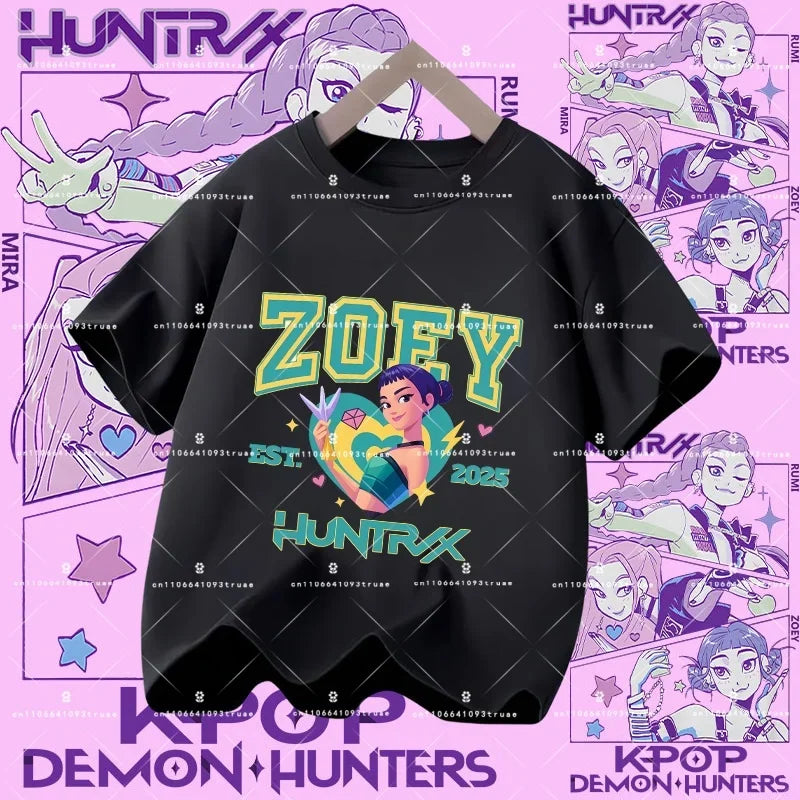 Kpop Demon Hunters Parent Child Halloween Kpop Demon Hunters TShirt Harajuku Casual Fashion Cotton Kid's Tshirt Cosplay Clothing