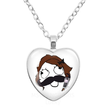 Rage Comic Necklace Derp Face Trollface Funny Meme Cartoon Glass Heart Shape Pendant Chain Necklace Charm Jewelry Collect Gift