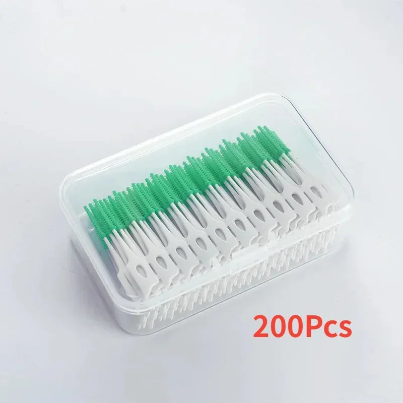 40-400pcs Silicone Interdental Brushes Toothpicks Brushes Between Teeth Silicone Toothpicks With Thread Oral Cleaning Tools