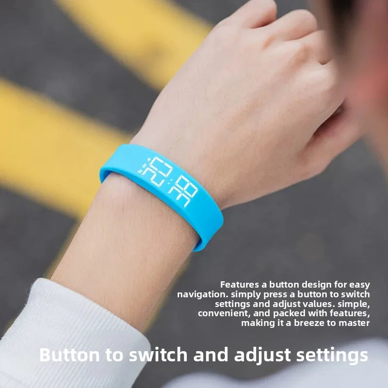 Waterproof Kids LED Digital Alarm Clock Watch Swimming Silent Vibration Smart Bracelet Sports Fitness Student Step Counter