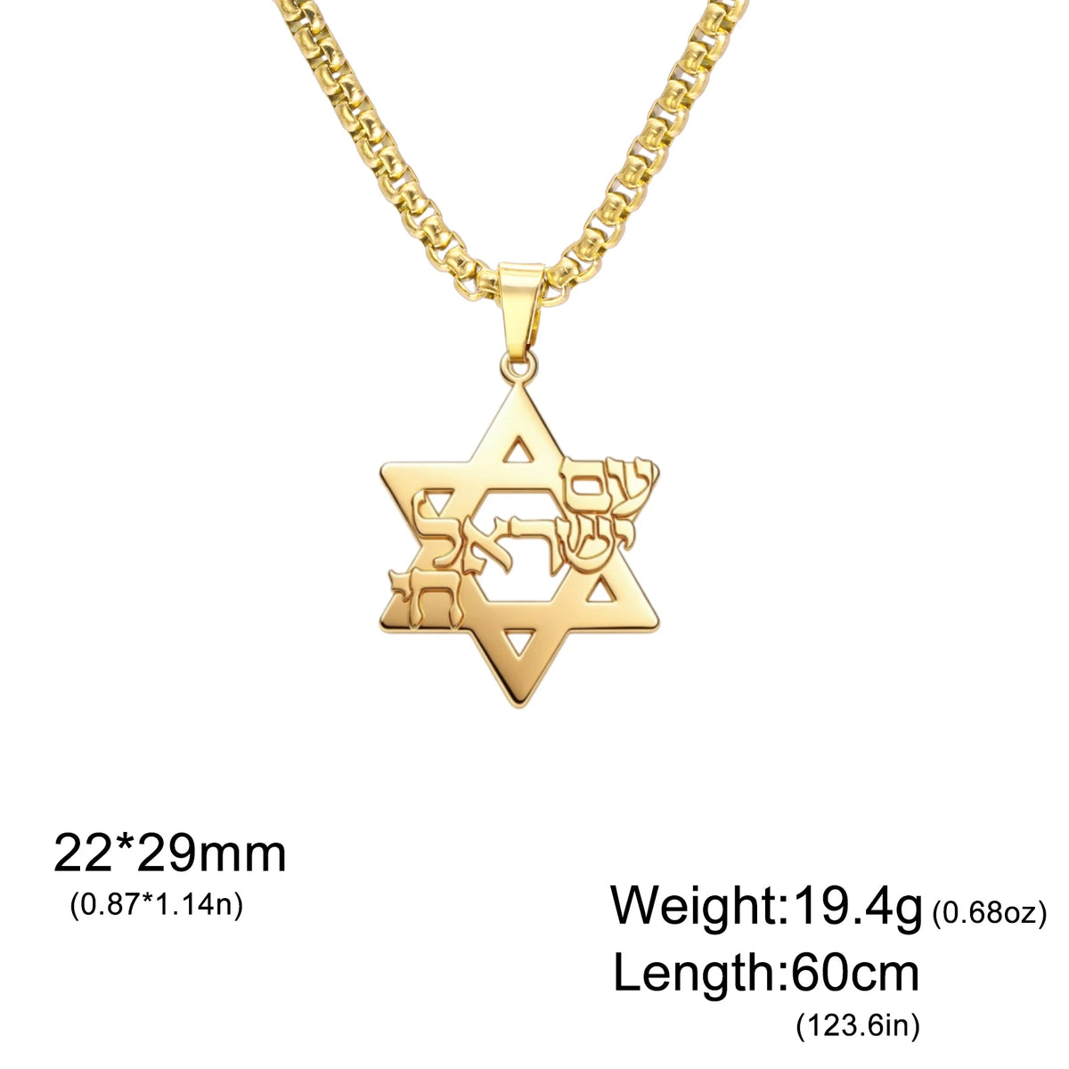 Am Yisrael Chai Necklace Stainless Steel Star of David Necklace Jewish Faith Hexagram Necklace Gift for Women Men Hanukkah Gift