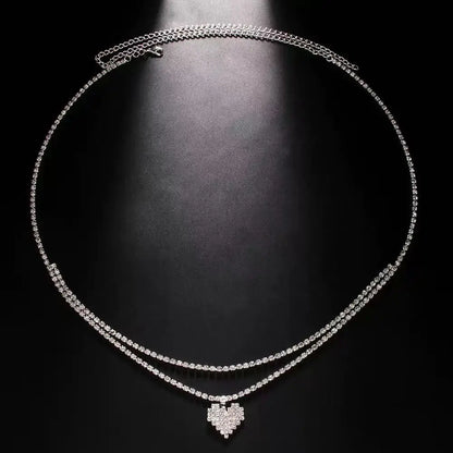 Luxury Rhinestone Double Chain Water Drop Waist Chains Body Jewelry for Women Crystal Body Belly Chain Body Decoration Accessory