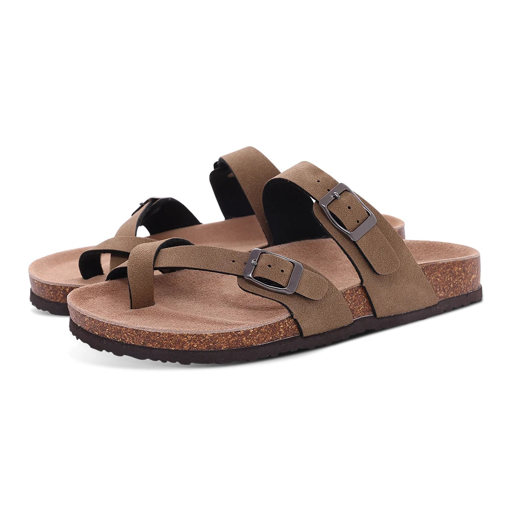Shevalues Women's Suede Clogs Classic Cork Slippers Leather Mules Men Cork Footbed Sandals Comfort Beach Shoes with Arch Support