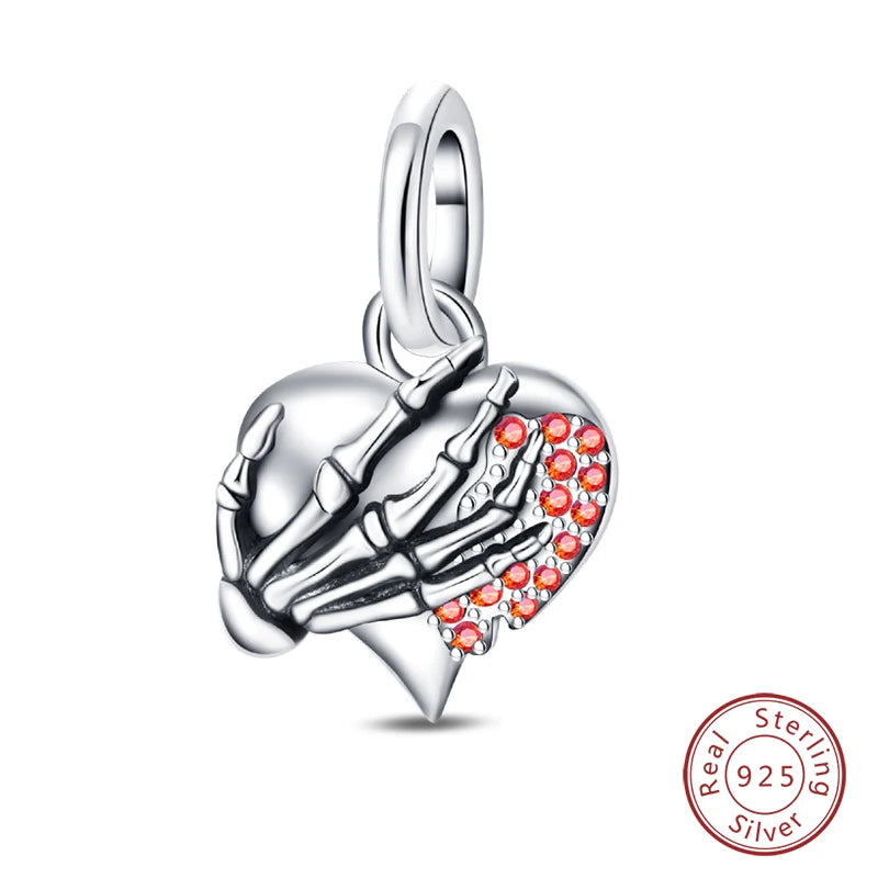 NEW 925 Sterling Silver Fashion Tarot Pendants Mysterious Spirit Snake Skull Rose Charms Beads Fit Qikaola Bracelets DIY Jewelry
