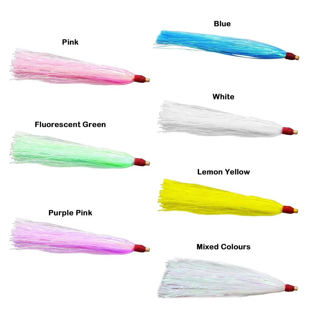 10PCS Colorful Rubber Trolling Skirt Fishing Bait Flash Line Portable Tuna Lure Artificial Bait Rig Fishing Hooks Fishing Tackle
