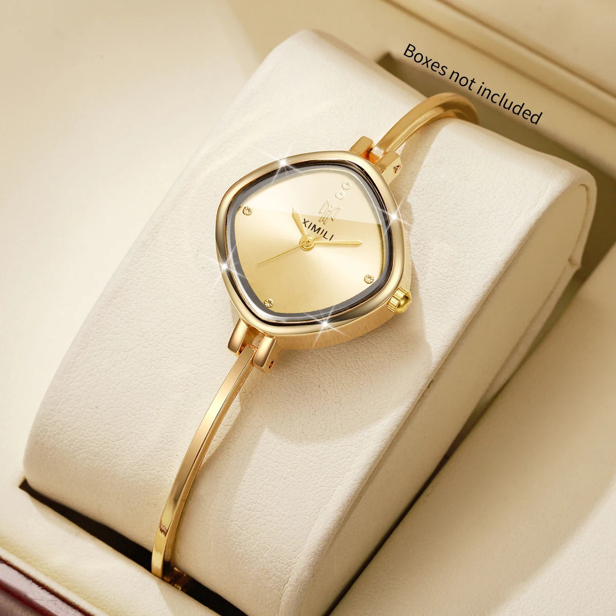 Fashion Gold Bangle Women Watches Elegant Square Dial Rhinestone Ladies Bracelet Dress Wristwatch Relogio Feminino（Without Box）
