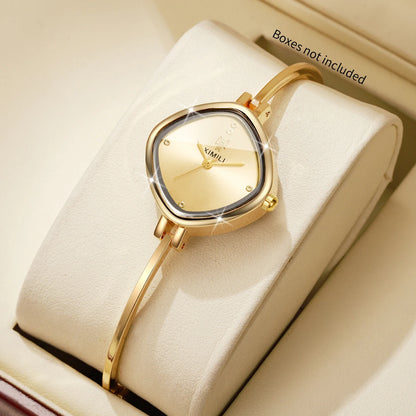 Fashion Gold Bangle Women Watches Elegant Square Dial Rhinestone Ladies Bracelet Dress Wristwatch Relogio Feminino（Without Box）