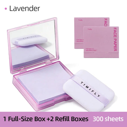 100Pcs Oil Blotting Paper Matting Face Oil Control Wipes Facial Oil Absorbing Sheet Portable Refillable Facial Blotter with Case