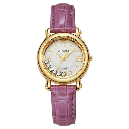 Fashion 2025 New Small Ladies Simple Roller Ball Quartz Watch Business White Leather Women's Dress Gift Clock Wristwatch