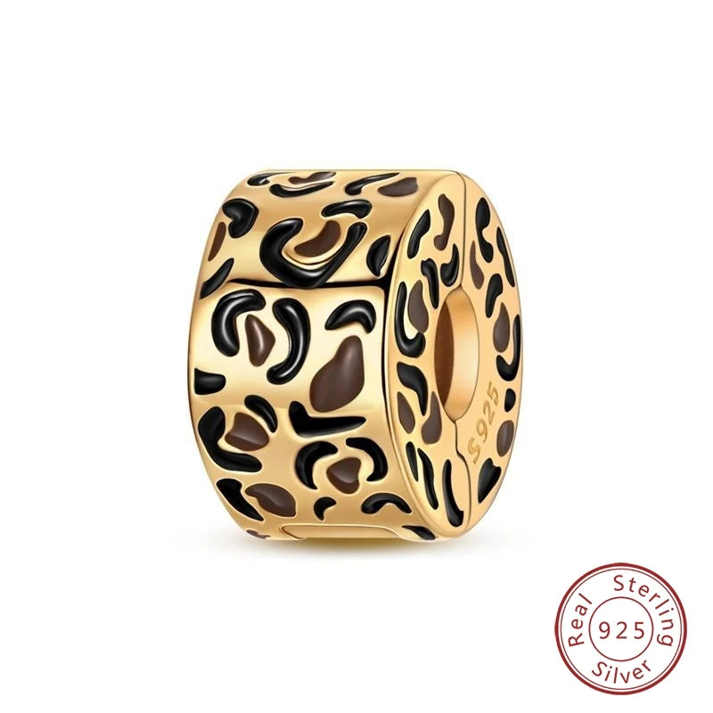 Hot Sales 925 Sterling Silver Golden Series Charms Leopard Little Bear Starfish Bow Bead Fit Original Bracelet DIY Women Jewelry