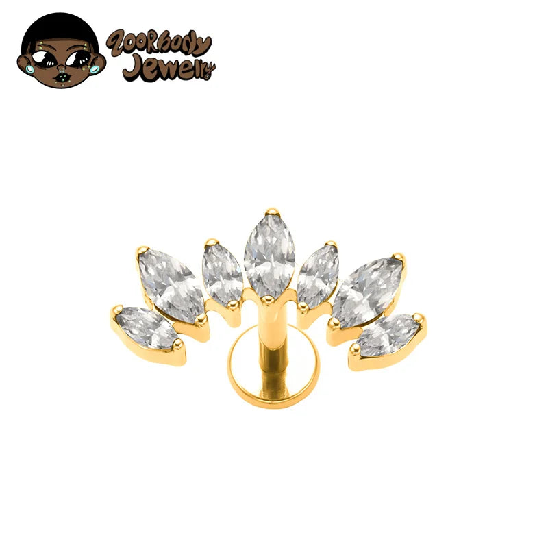 ASTM F136 Titanium Ear Climber Cartilage Helix Earring 16G Curved Marquise CZ Tragus Labret Stud Flat Back Piercing Body Jewelry