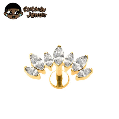 ASTM F136 Titanium Ear Climber Cartilage Helix Earring 16G Curved Marquise CZ Tragus Labret Stud Flat Back Piercing Body Jewelry