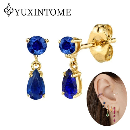 925 Sterling Silver Ear needles Crystal Zircon Small studs Earrings for Women gold-plated round Piercing Earrings New in 2022
