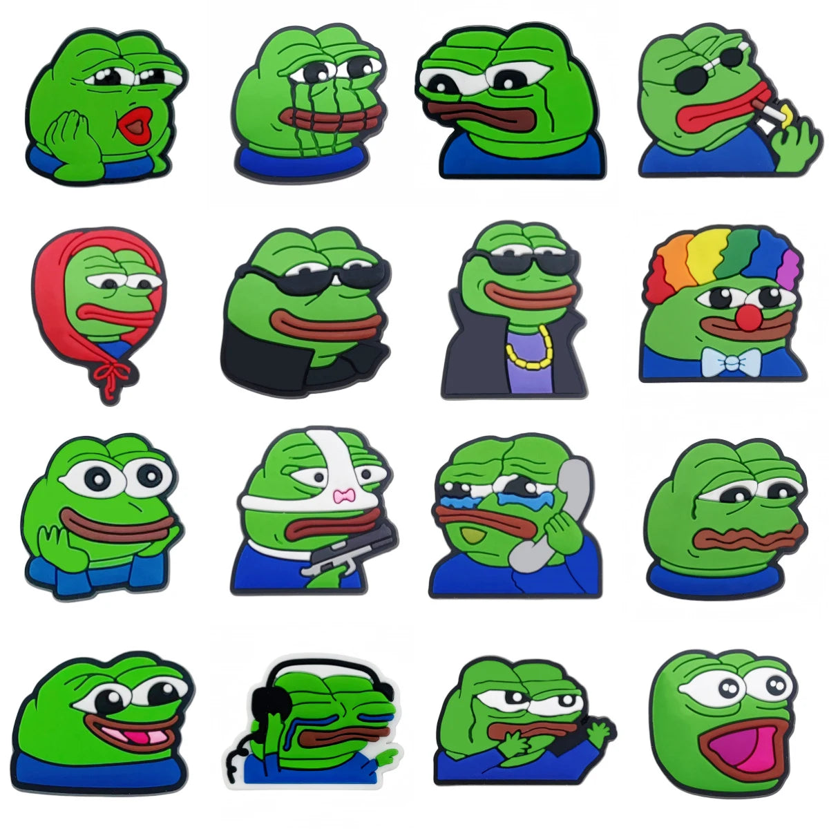 New Arrivals 1Pcs Sad Frog Shoe Charms for Crocs Accessories Decoration Shoe Pin Bracelet Wristband Adult Party Gifts