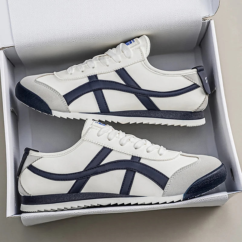 Men's Fashionable and Versatile Striped Casual Sneakers, Suitable for Daily Outings and Outdoor Hiking Wear