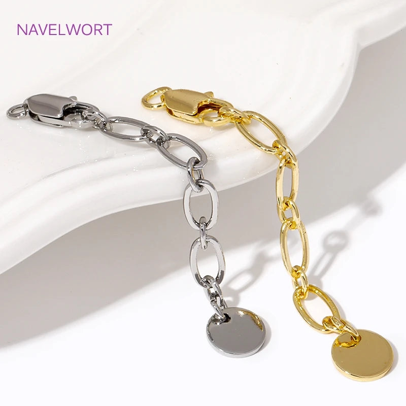 1/3/5Pcs/Lot 18K Gold Plated Round Extension Chain For Jewelry Making,Brass Extended Tail Chain DIY Necklace Accessories