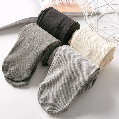 Autumn Winter Women Leggings Vertical Striped Tights Fleece Thickened Thread Cotton Footed Tights Thermal Pants Female Pantyhose