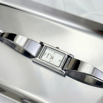 New Rectangle Half-Bangle Ladies Bracelet Watch Smooth Surface Elegant Simplicity Fashionable Wristwatch Trendsetter