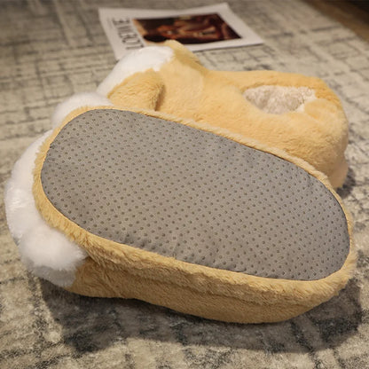 Winter Funny Slippers Women Cute Rabbit Husky Shoes Indoor Home Warm Plush Soft Sole Girl Cartoon Hamster Flurry Winter Footwear